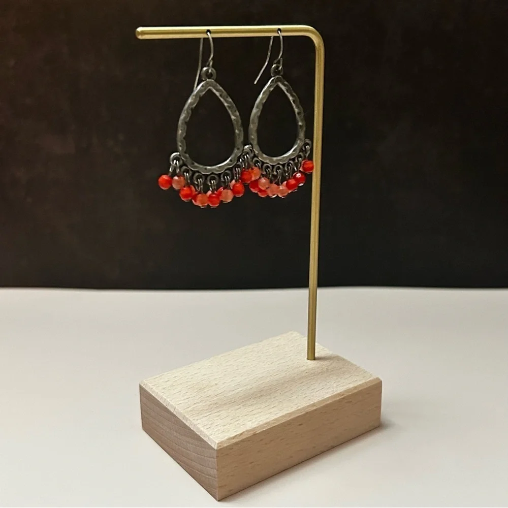 Vintage Red Beaded Teardrop Earrings